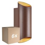 Opakowanie 6x Nordlux Nico Światło Ścienne Aluminium Zardzewiały Up & Down | IP54 - Nadaje Się Do 2x GU10